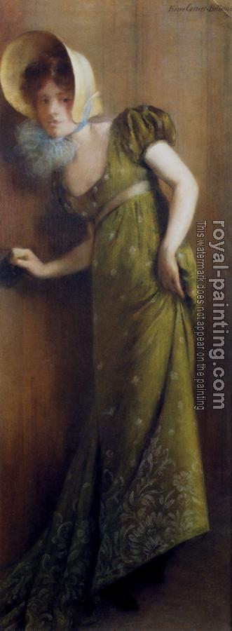 Pierre Carrier-Belleuse : Elegant Woman In A Green Dress